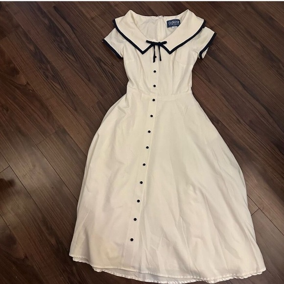 Collectif pin up white navy sailor dress xs 4 - Picture 2 of 8